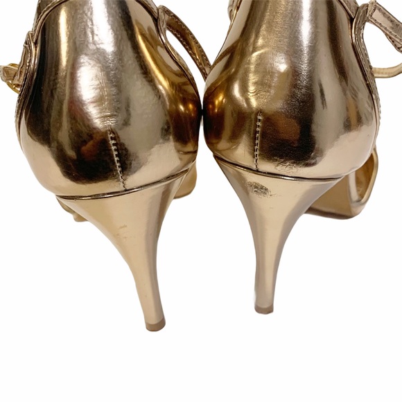 Charlotte Russe Gold Sequin T Trap Heels 9 - Picture 2 of 6